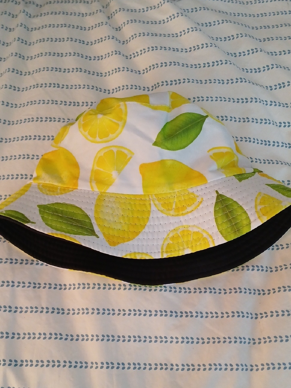 Kids Lemon Print Sun Hat - Yellow & Green